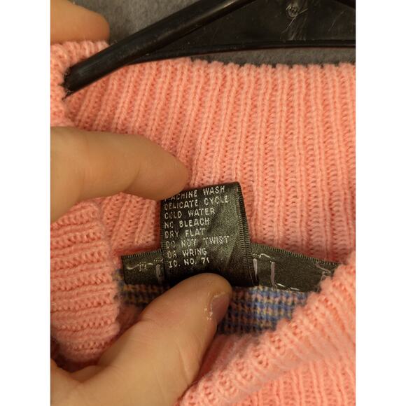 Gitano Sweater Women's Medium Pink Acrylic Hearts Ducks Flowers Retro Vintage - Picture 9 of 10